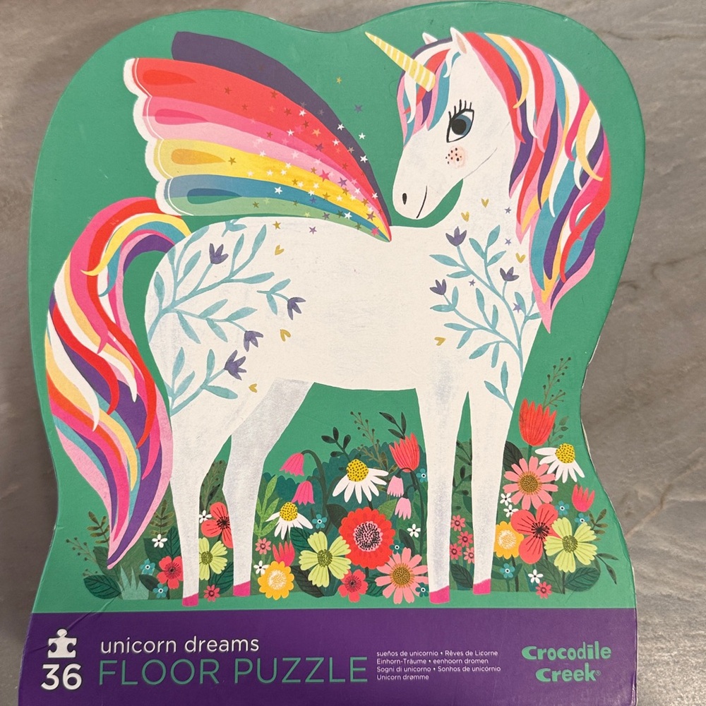 Crocodile Creek Unicorn Dreams Floor Puzzle for Kids - recommended 3+, 20"x27"